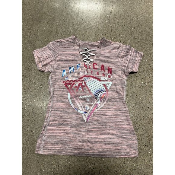 American Fighter Tops - American Fighter Womens T Shirt Lace Up Pink Gray Small The Buckle